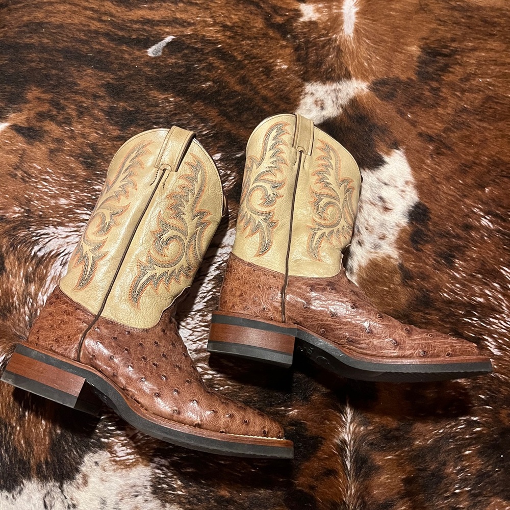 Justin Ostrich Cowboy Boots - Picture 2 of 6